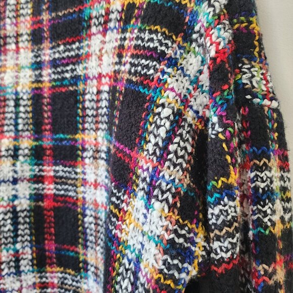 Vintage Leroy Knitwear Cardigan Sweater Small Plaid Checkered Thick Pockets - Picture 5 of 7